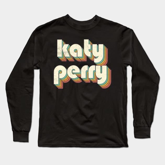 Retro Vintage Rainbow Katy Letters Distressed Style Long Sleeve T-Shirt by Cables Skull Design